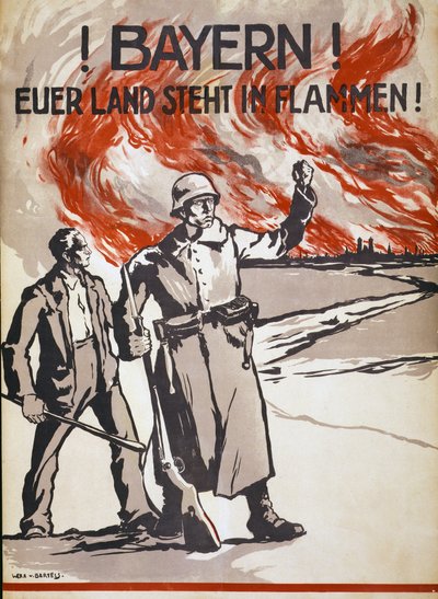 Bavaria! Your Land is in Flames! Published Germany, c.1918 by Wera von Bartels